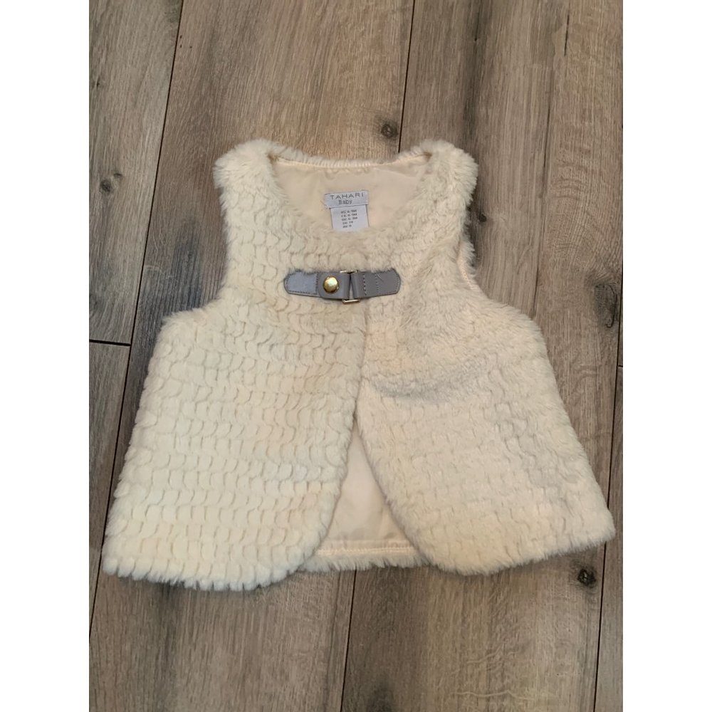 Tahari Baby Faux Fur Vest 6-9 mo Cream